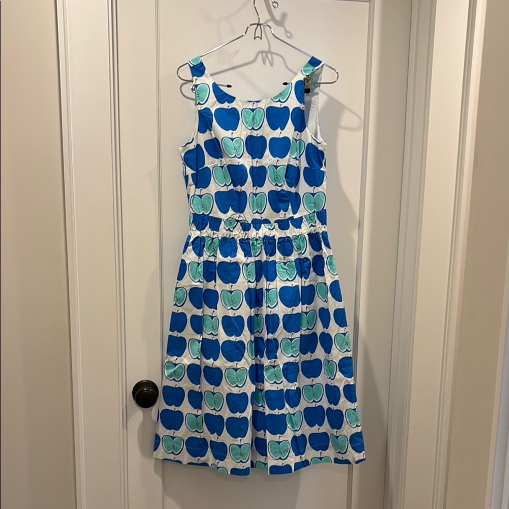 Boden Blue and Aqua Apple Sleeveless Scoop Neck Sundress